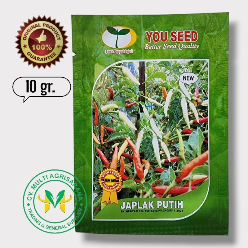 Benih Cabe Rawit JAPLAK PUTIH | Bibit Cabai Rawit YOU SEED isi 10gr