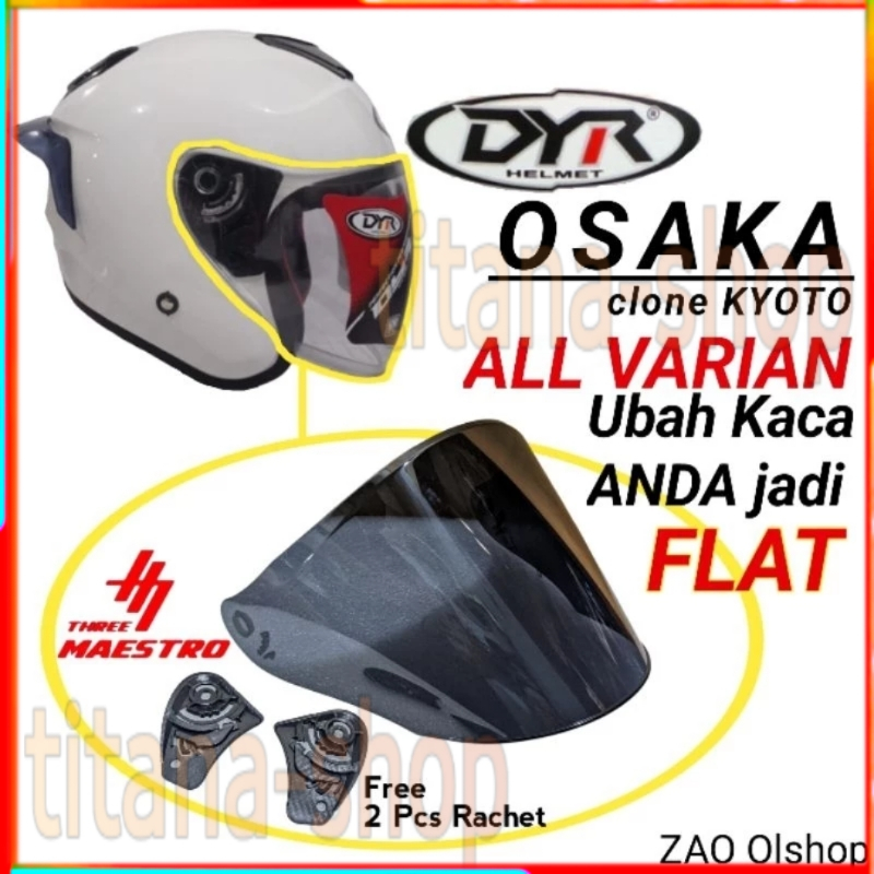 DYR OSAKA kaca helm datar venom / flat visor open venom dyr osaka