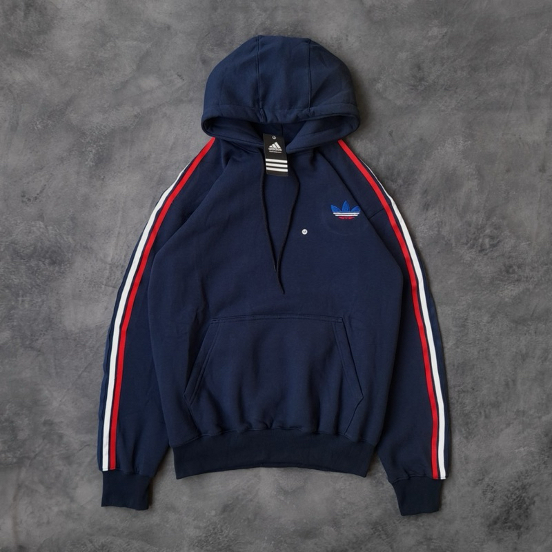 Jaket Sweater Hoodie ADIDAS Multicolor Stripe Logo Fulltag + Aksesoris