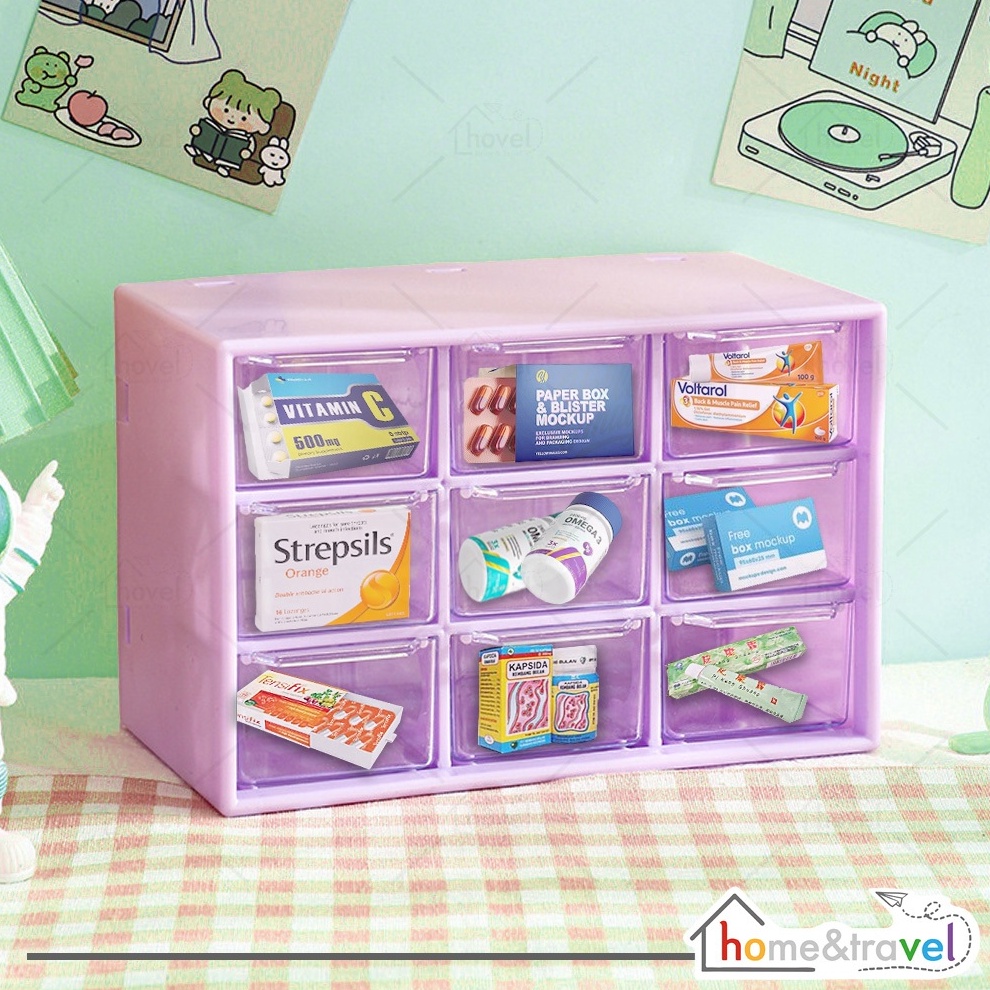 EKSKLUSIF HOVELSHOP Kotak Obat Sekat Box P3K Medicine Storage Multifungsi Laci Obat Mini Penyimpanan