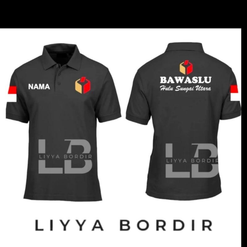 Kaos Kerah Bordir  BAWASLU Kaos Polo BAWASLU Lengan Pendek