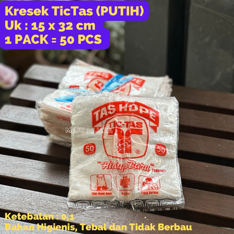 (50 PCS) Kantung Kresek TicTas Warna Putih Uk. 15 Kecil | Kantong Kresek Tic-Tas Kecil Murah Ekonomi
