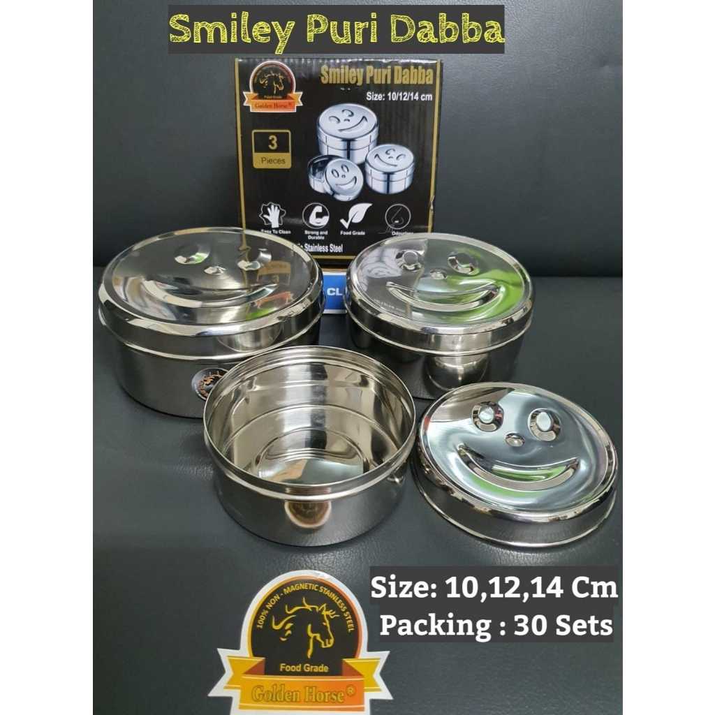 MANGKOK SET STAINLESS 3 SET SMILE / MANGKOK STAINLESS STEEL  DENGAN TUTUP 3 UKURAN / LAUNCH BOX STAI