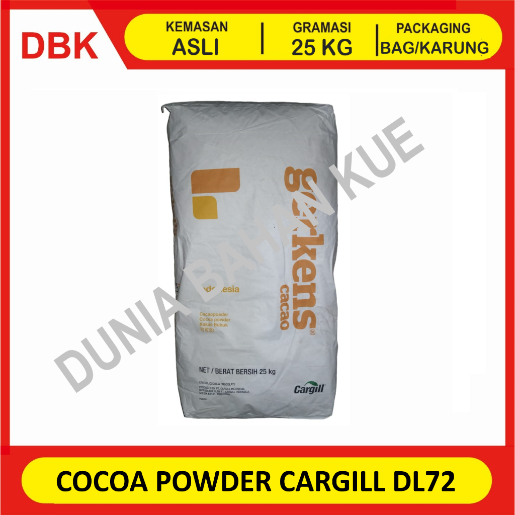 

(KHUSUS INSTANT/GOSEND) CARGILL COCOA POWDER DL72 GERKENS - 1 BAG 25 KG / COKLAT BUBUK MURNI