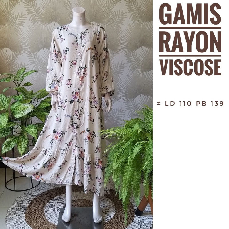 Gamis Rayon Viscose Bunga Rambat Premium