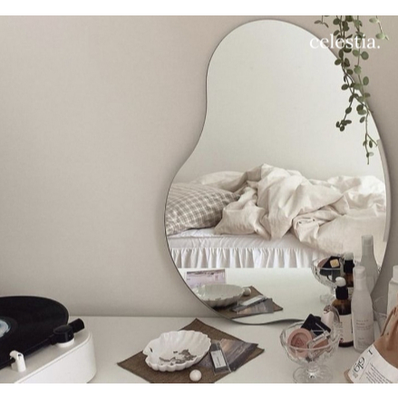 Cermin Aesthetic Mirror Kaca Mini Dekorasi Dinding Aesthetic Meja Rias Free Packing