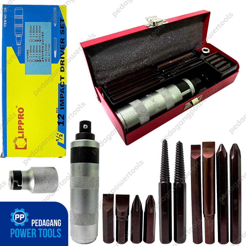 OBENG KETOK SET 12 PCS LIPPRO IMPACT SCREWDRIVER SET 138