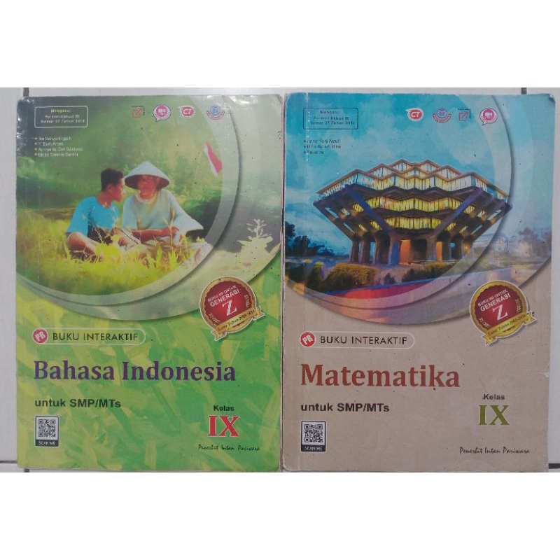 {BACA DESKRIPSI} Buku Interaktif Bahasa Indonesia dan Matematika kelas 9(SMP 3)bekas