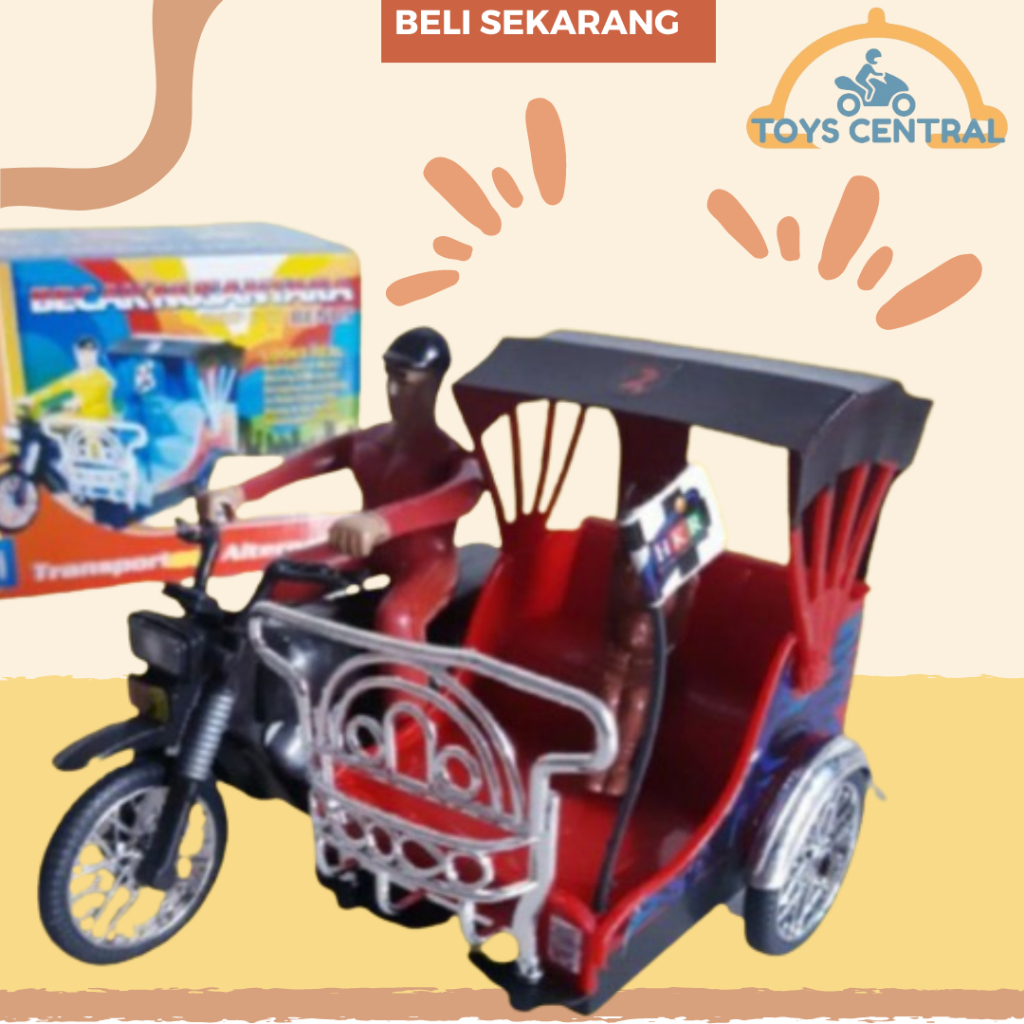 Mainan Becak Motor Bentor Replika Becak Motor Bump N Go Bentor