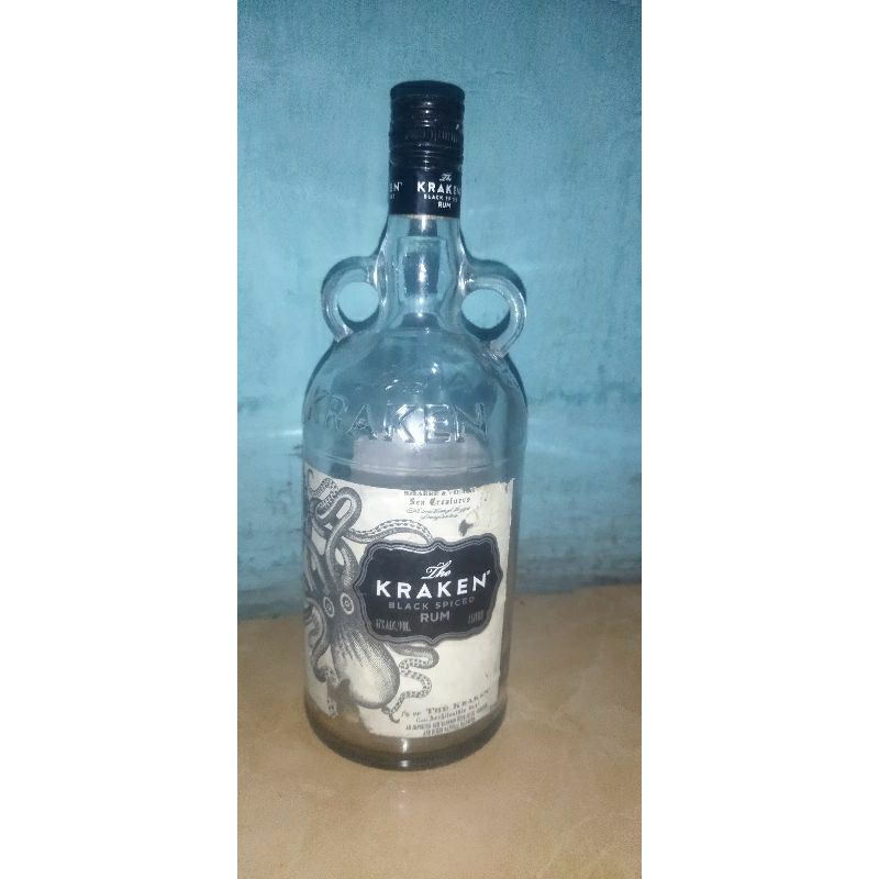 botol kosong  pajangan KRAKEN BLACK SPICED RUM, EMPTY 750 ml