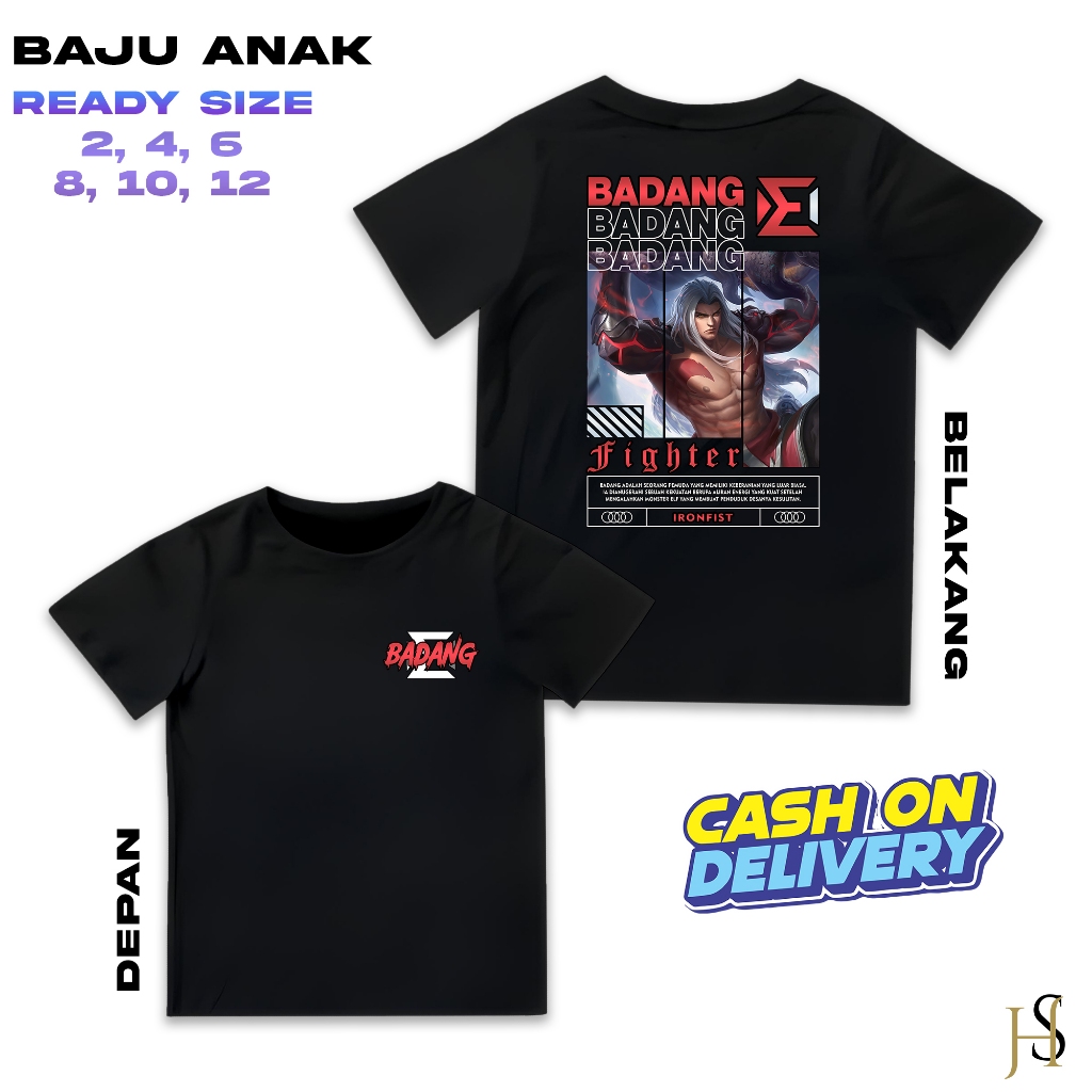 HosinShop - Kaos Hero Mobile Legend - Kaos Anak Atasan Katun Sablon - Kaos Anak Hero ML - Kaos Hero 