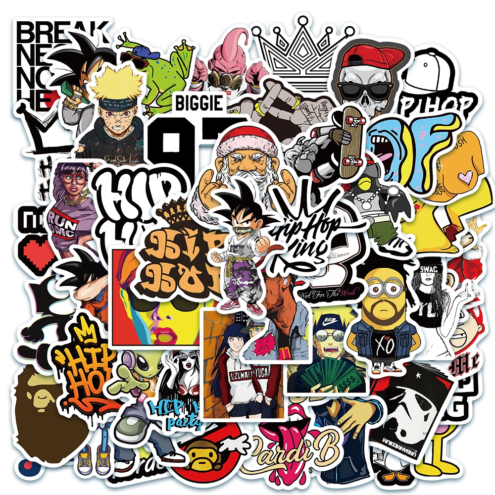 

Hot Rock hip -hop Stiker Kartun merek Mode Stiker Anti Air Stikers Berperekat Waterproof sticker decal buat Motor Helm Buku Journal Koper Casing HP Laptop Botol Minum