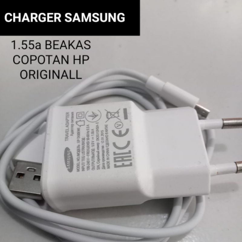 CHARGER ORIGINAL SAMSUNG 1.55A BEKAS CABUTAN HP J6+ J7 A10S A6 J5 PRIME J7 PRIME LIKE NEW 100% ORIGI