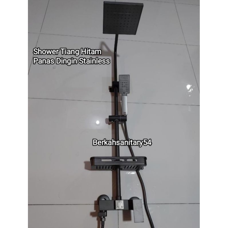 Shower Tiang Hitam Panas Dingin Stainless Steel/Shower Tiang Kamar Mandi/Shower Tiang Set