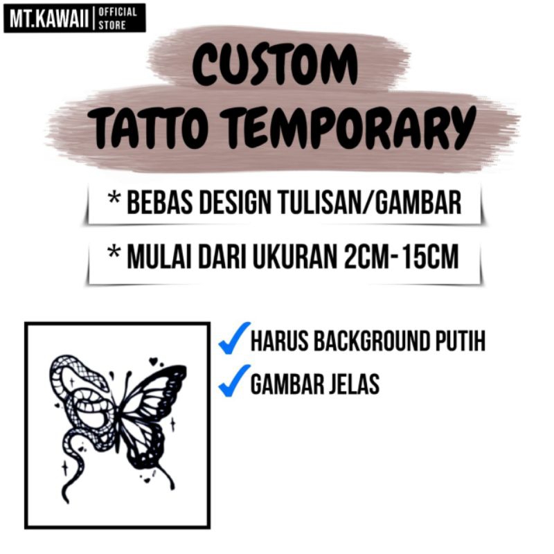 Tatto temporary custom gambar/tulisan bebas design tatto temporary tahan lama