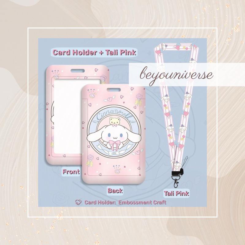 

ID Card Holder Cinnamoroll Sanrio Embossed Printing Print Tali Lanyard