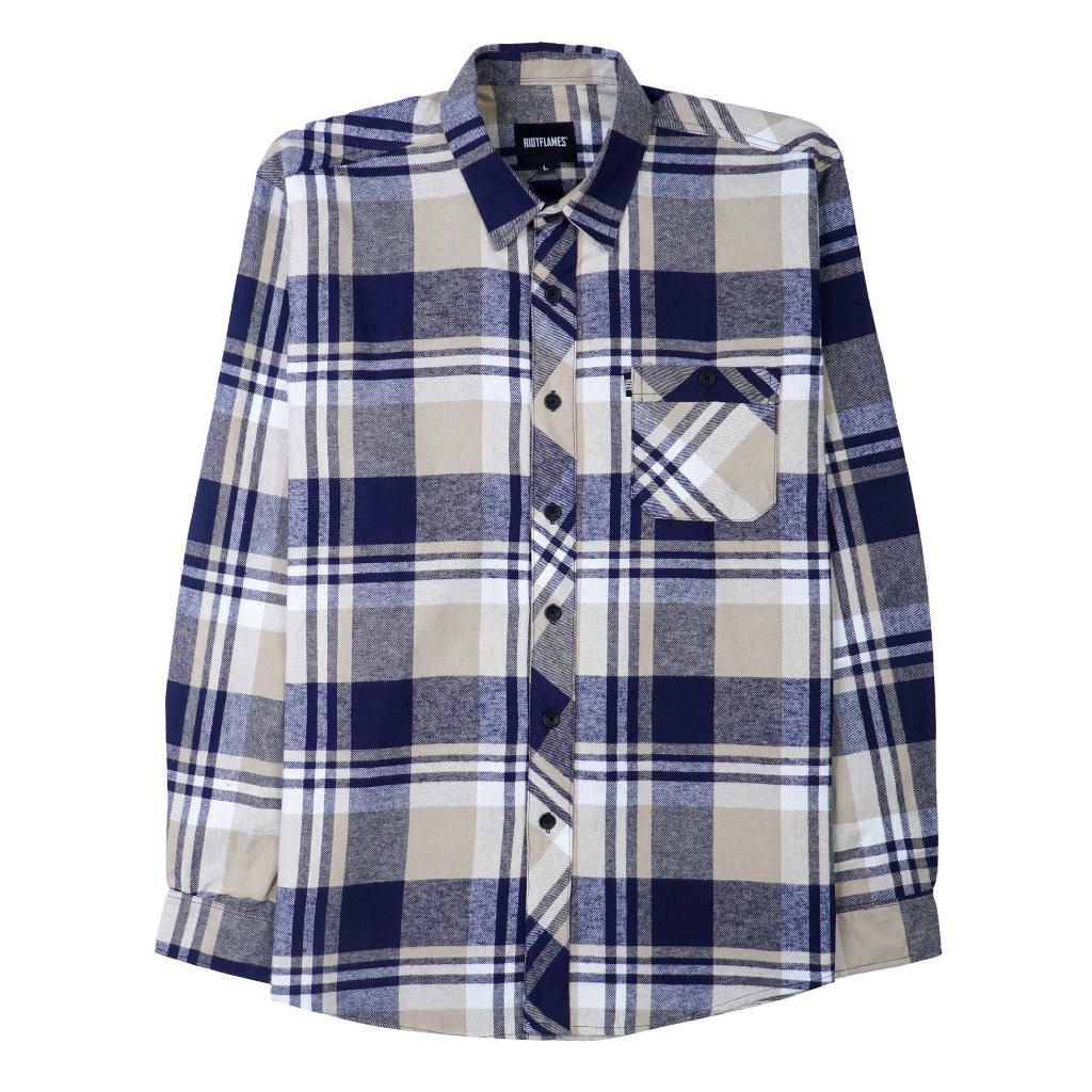 RIOT FLAMES Flannel - RS 25 - Grey Navy