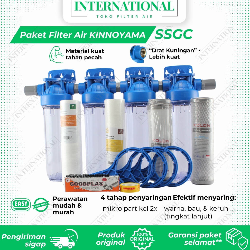 KODE V93A Paket Housing Filter Air Toren 4 Tahap  Filter Penjernih Air Sumur Bor Keruh Bau Berpasir