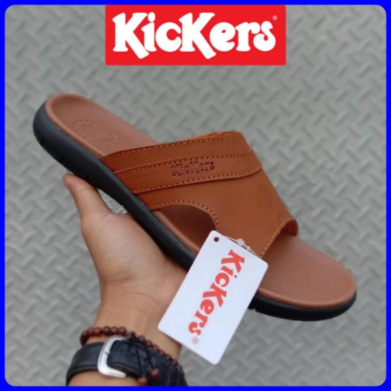 Sandal Kickers pria kulit asli - sandal selop pria