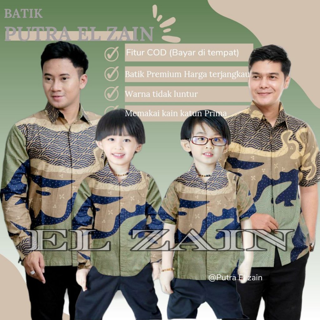 TERBARU Kemeja Batik Premium Kemeja batik ayah dan Kemeja Batik anak cowok BATIK Hijau sage Green