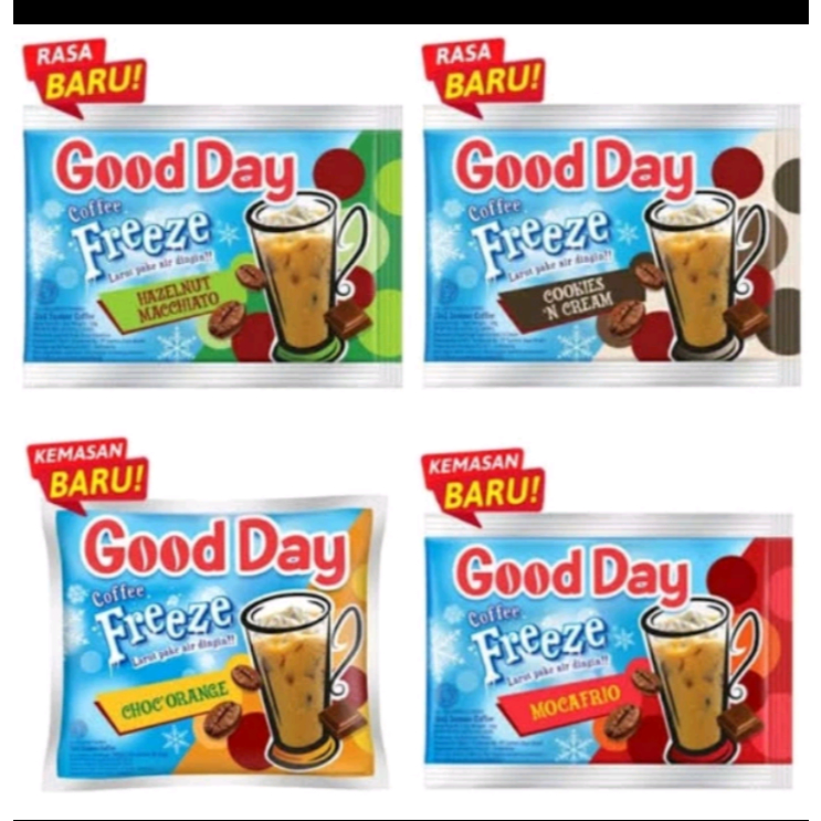 

kopi good day freeze renceng 10pcs x 30gr mocafrio cookies cream choc orange hazelnut macchiato