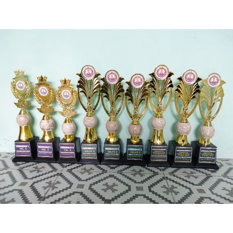 Piala 1 Set Trophy Marmer Bulat Marmer Guci