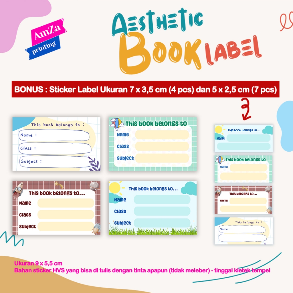 

(SET isi 21 pc) Label buku estetik/ sticker buku korea kiyowo (BONUS 11 pcs sticker label mini)