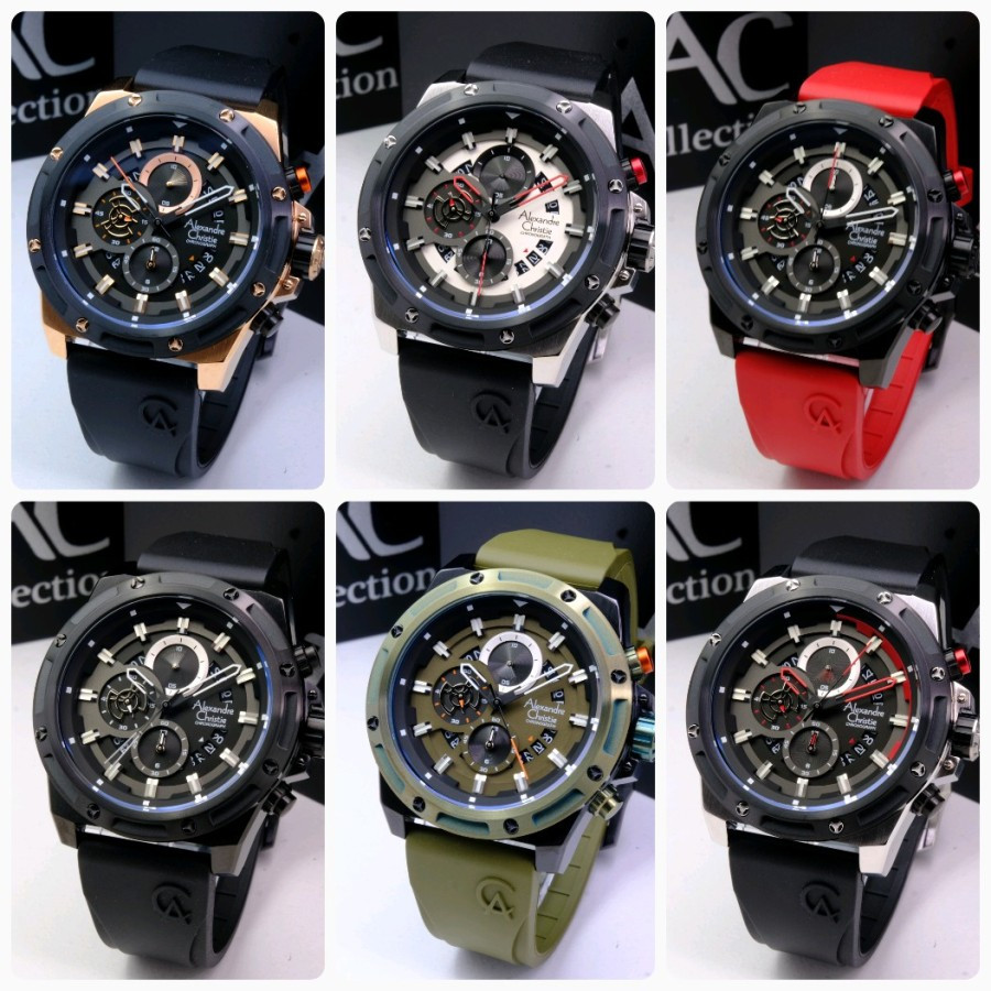 JAM TANGAN Alexandre Christie AC 6506 jam Tangan Pria Karet Kulit