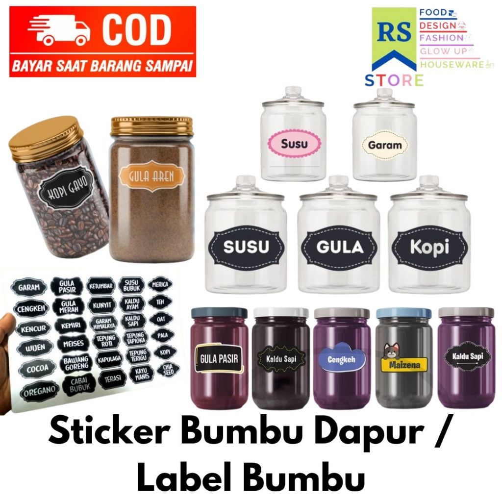 

stiker bumbu dapur stiker bumbu vinyl dapur aesthetic / label costum bumbu, kotak mainan, perkakas label / stiker bumbu dapur / stiker nama / label bumbu waterproof / stiker nama bumbu, bahan makanan dan minuman, bahan vinyl laminasi waterproof / stiker k