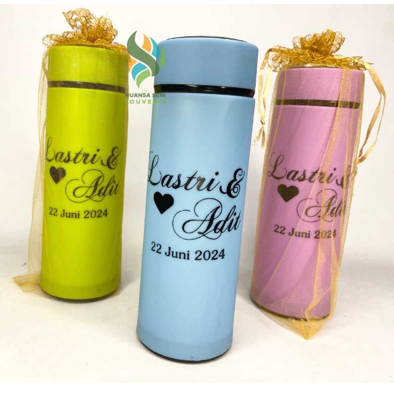 Souvenir Pernikahan Botol Six Oup Tumber Kaca Warna Motif Termos Minum Beling Sablon Kemas Tile