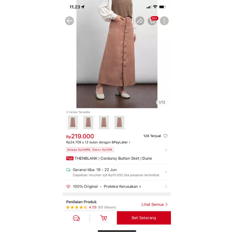 preloved thenblank corduroy button skirt dune dersik shirt muslin