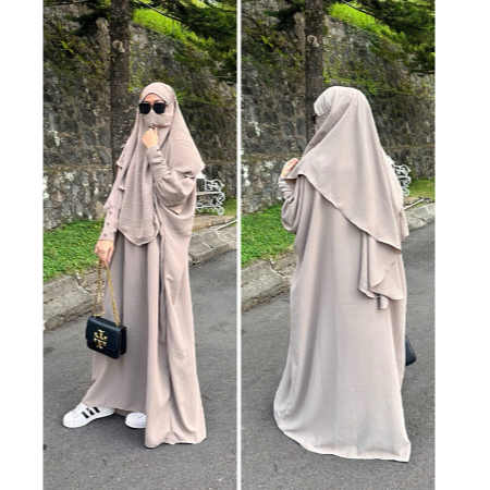 Gamis Safwa Kaftan Sudah Satu Set Dengan French Khimar / Gamis Wanita / Abaya Wanita / Gamis Set Fre