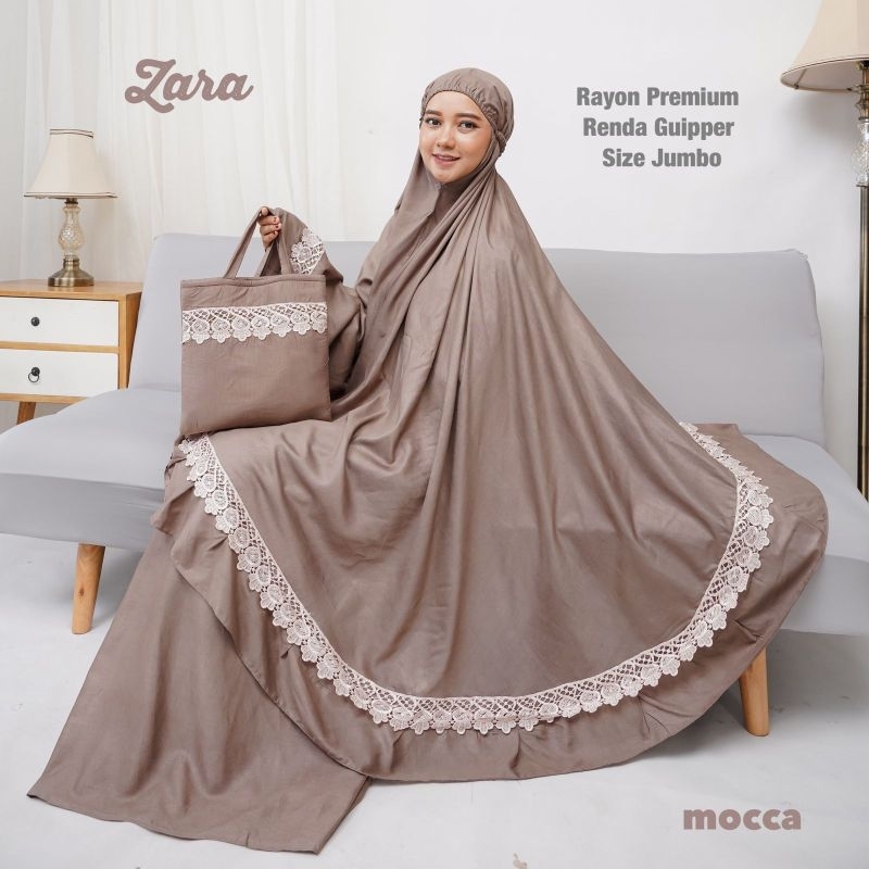 Mukena Dewasa Zara Renda Bahan Rayon Premium Ukuran Extra Jumbo