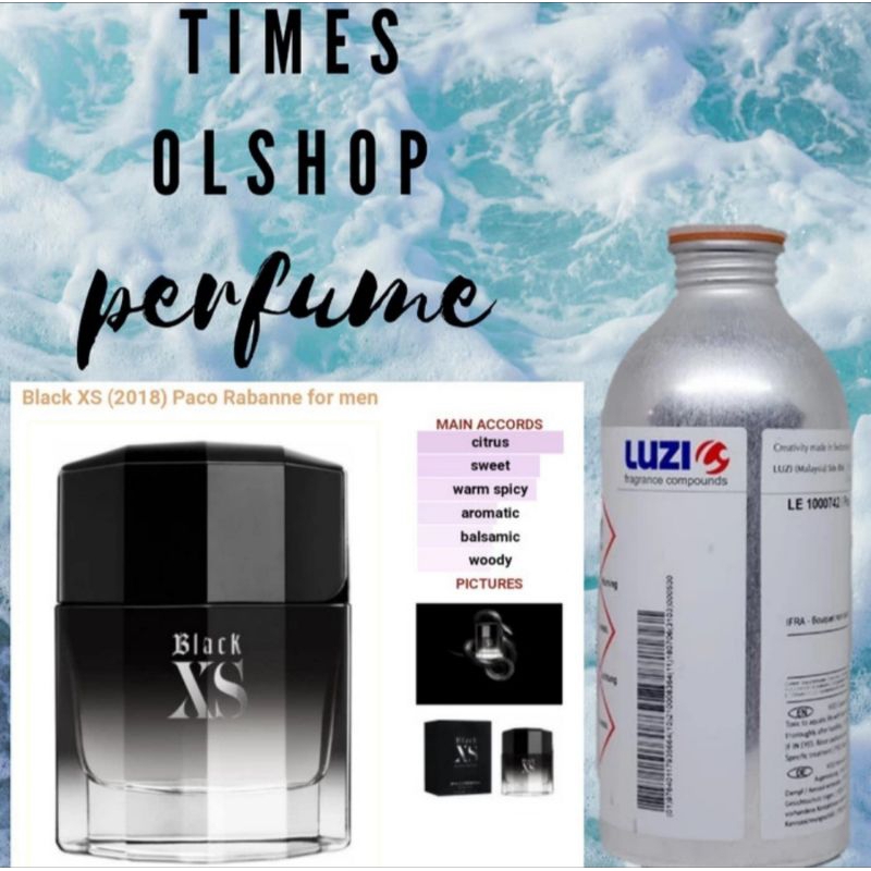 Parfum isi ulang refill luzi xs black botol 30ml