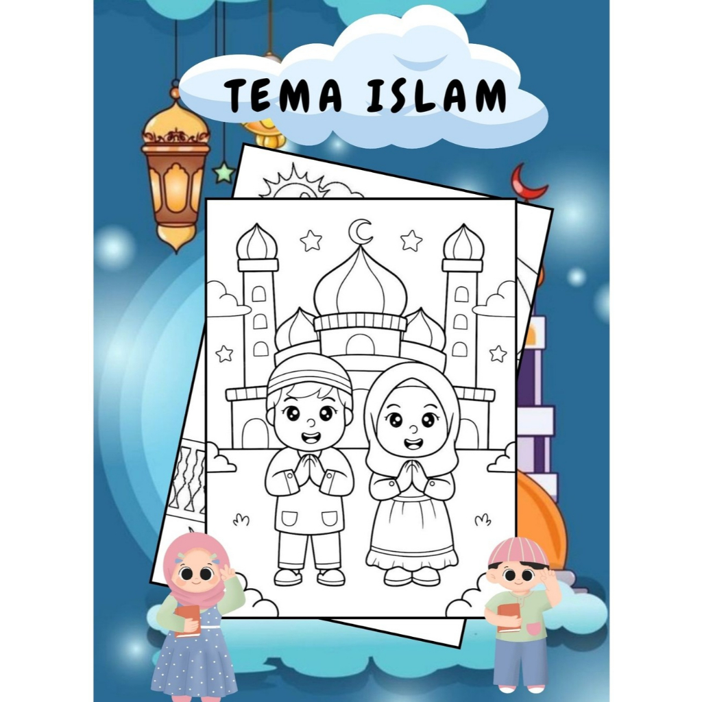 

20 LEMBAR KERTAS MEWARNAI / COLORING / KERTAS GAMBAR / TEMA TOKOH ISLAM / KERTAS MEWARNAI ANAK PAUD TK SD / A4 - A5