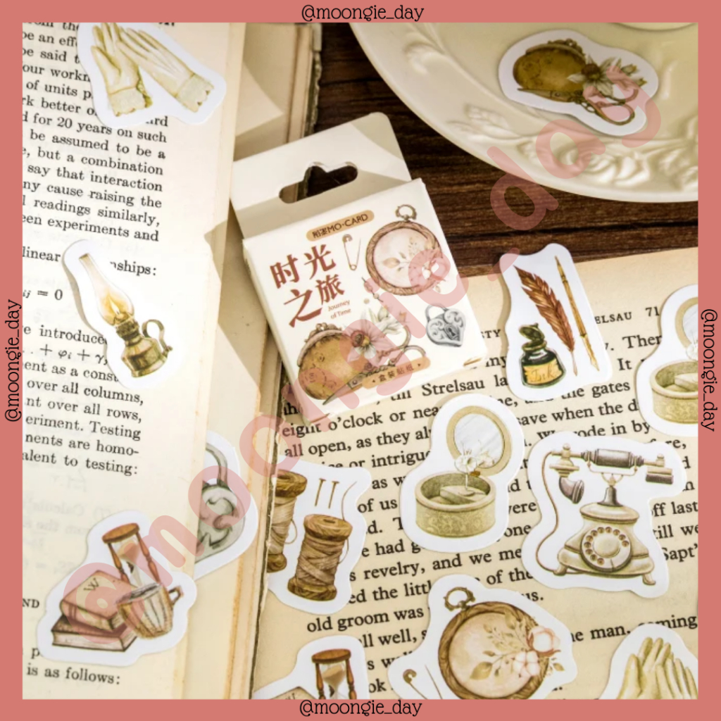 

40-45 PCS/BOX STIKER KERTAS TEMA JOURNEY OF TIME VINTAGE JAM BUKU SURAT LETTER JADUL BULLET JURNAL DIY DIARY STICKERS JOURNAL LUCU MURAH STICKERS