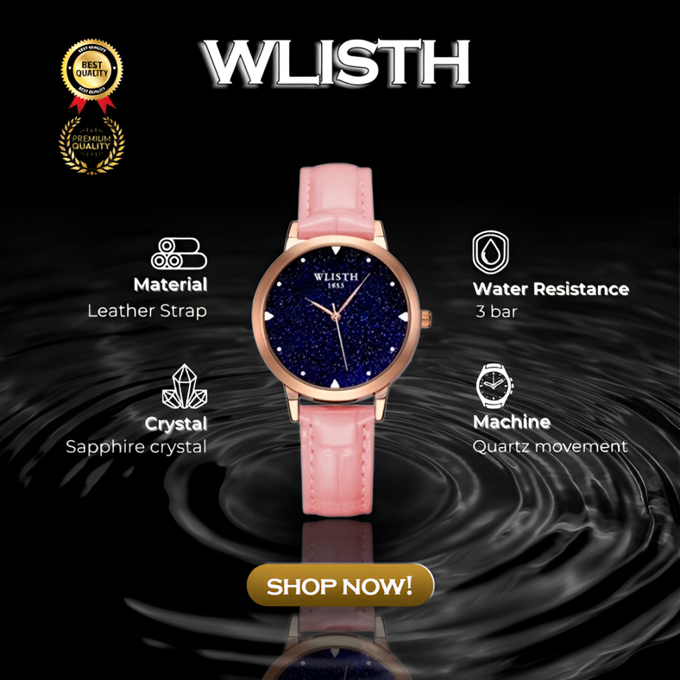 ✅✅✅ COD Wlisth P612 Jam Tangan Wanita Original Anti Air Analog Kuarsa Tali kulit
