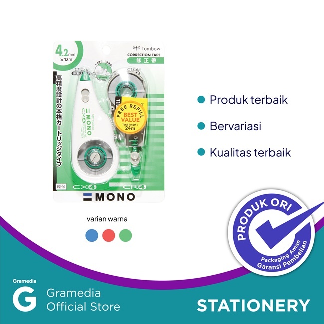 

Gramedia Daan Mogot-Tombow - Correction Tape Refillable CT-CX4 Free CT-CR4