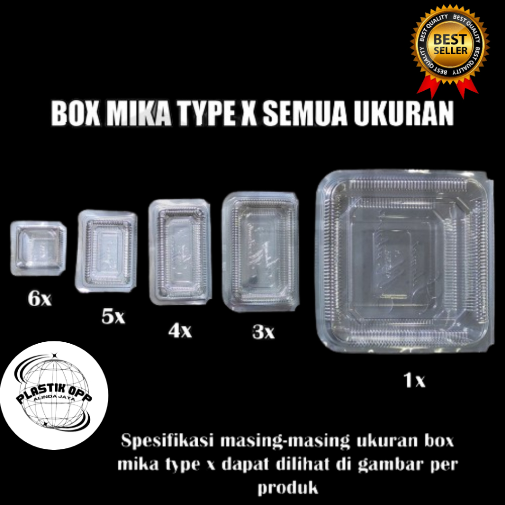 Mika kue ukuran 3A,4A,5A,6A,7C ISI 100pcs Plastik Bening / mika kotak makanan / box mika kue bolu da