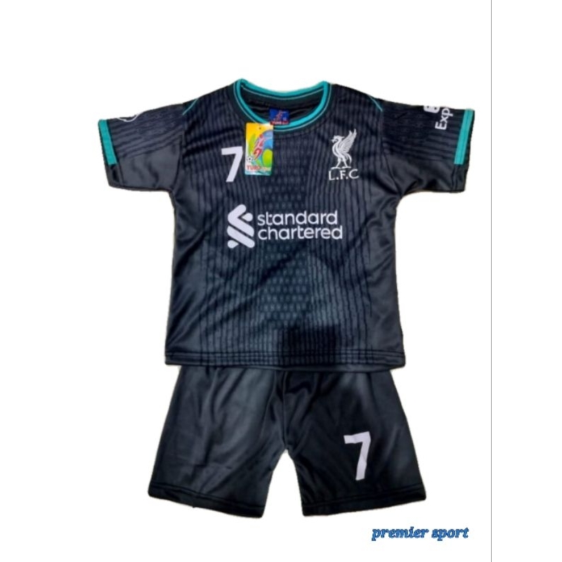 Jersey Liverpool hitam Anak Terbaru 2024/2025 / Setelan Bola Anak 1-14 tahun / Baju Bola Anak