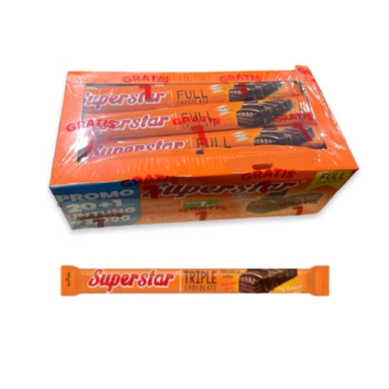 

[KEMASAN BARU] Superstar Triple Chocolate Box (Isi 20 + BONUS 1 @16gr)