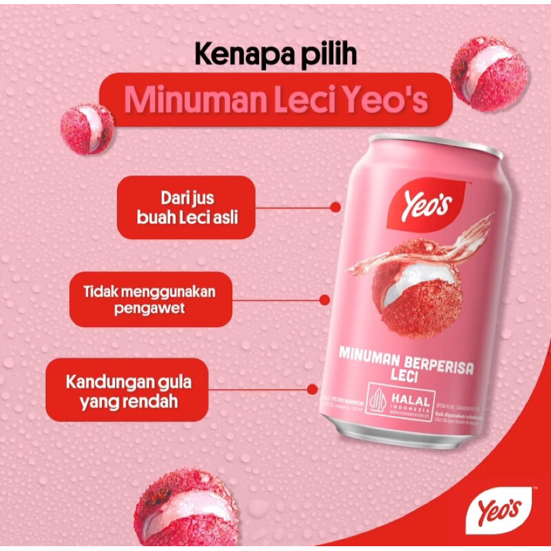 

Yeo’s leci can 300 ml ( lychee ) 1 karton isi 24 kaleng