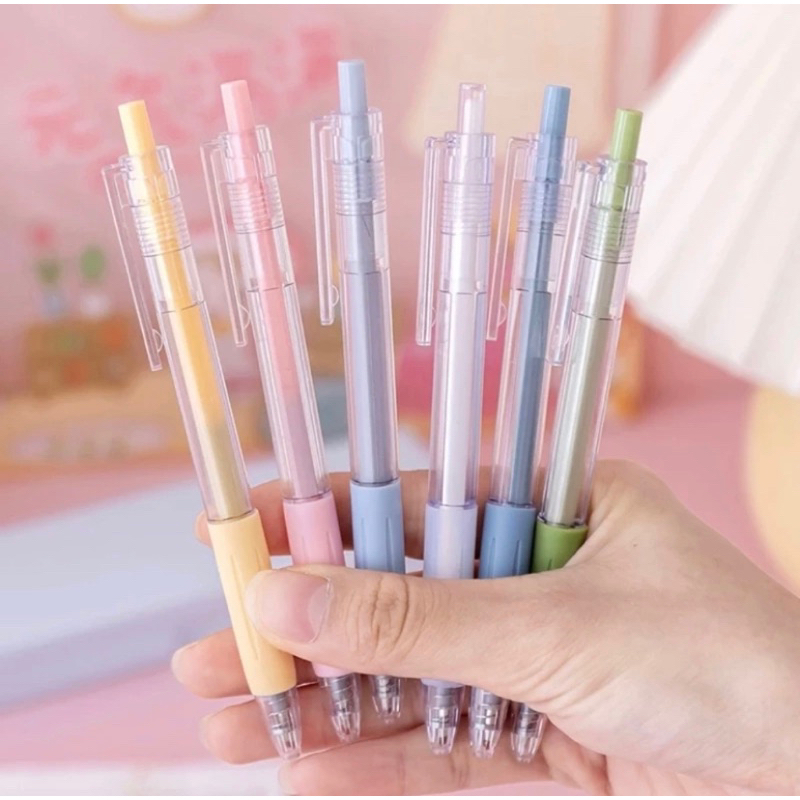

Pulpen Cetekan Transparant Pastel Polos Pena Gel 0.5mm Tinta Hitam Alat Tulis Sekolah Kantor Pen Warna Warni Bolpoint Polos