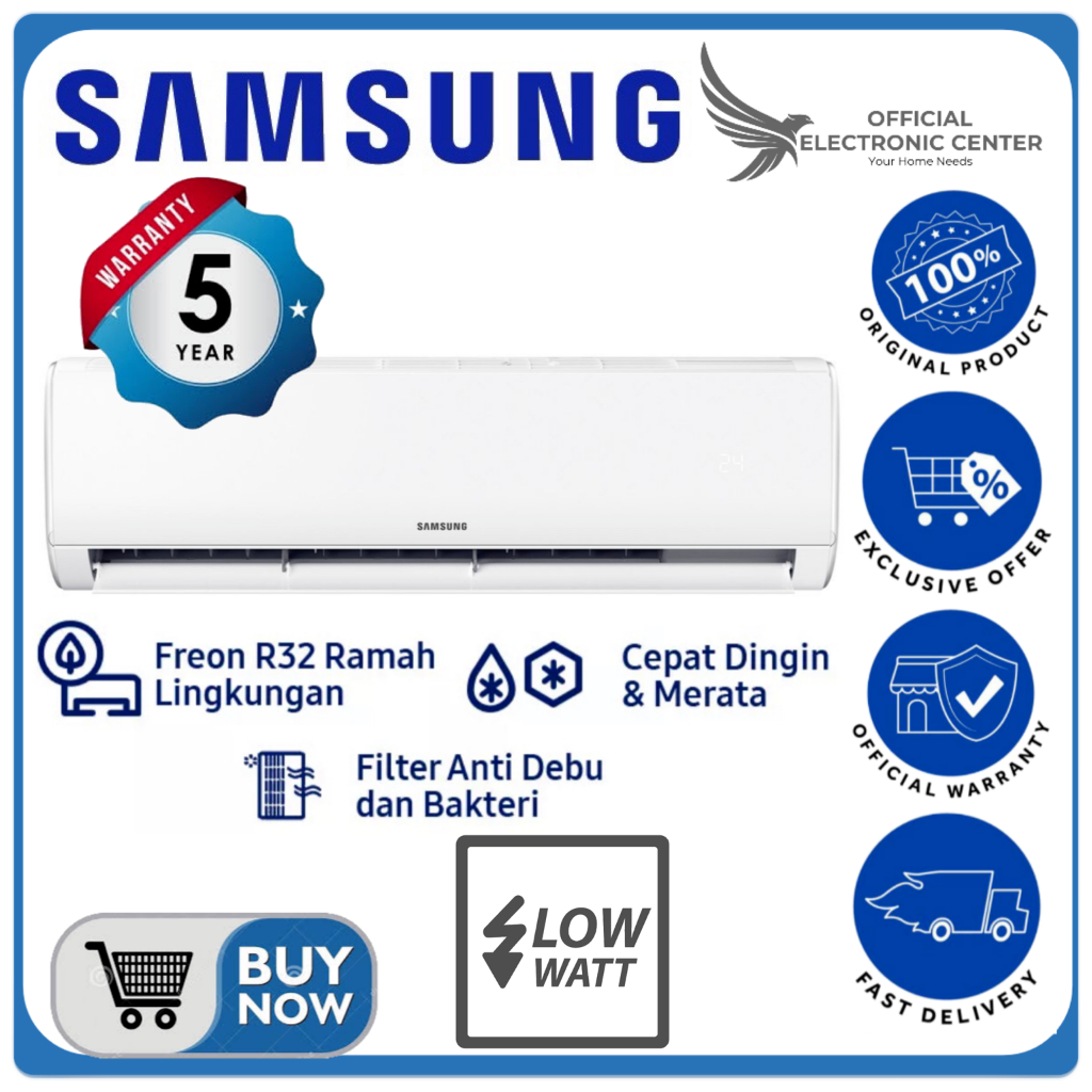 AC SAMSUNG AR05 AR05BGHQBSINSE AR05BGH STANDARD 1/2 PK R32 TURBO COOLING AC 0.5PK RESMI ORIGINAL LOW