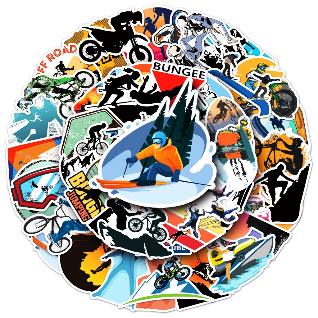 

Sticker Pack vinyl isi 50 pcs | anti air varian STICKER EXTREME SPORT | glossy matte | laptop helm tumbl koper