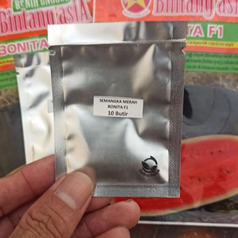 Benih Semangka Berbiji BONITA F1 Repacking isi 10 Butir Semangka Lonjong Besar Kwalitas Super
