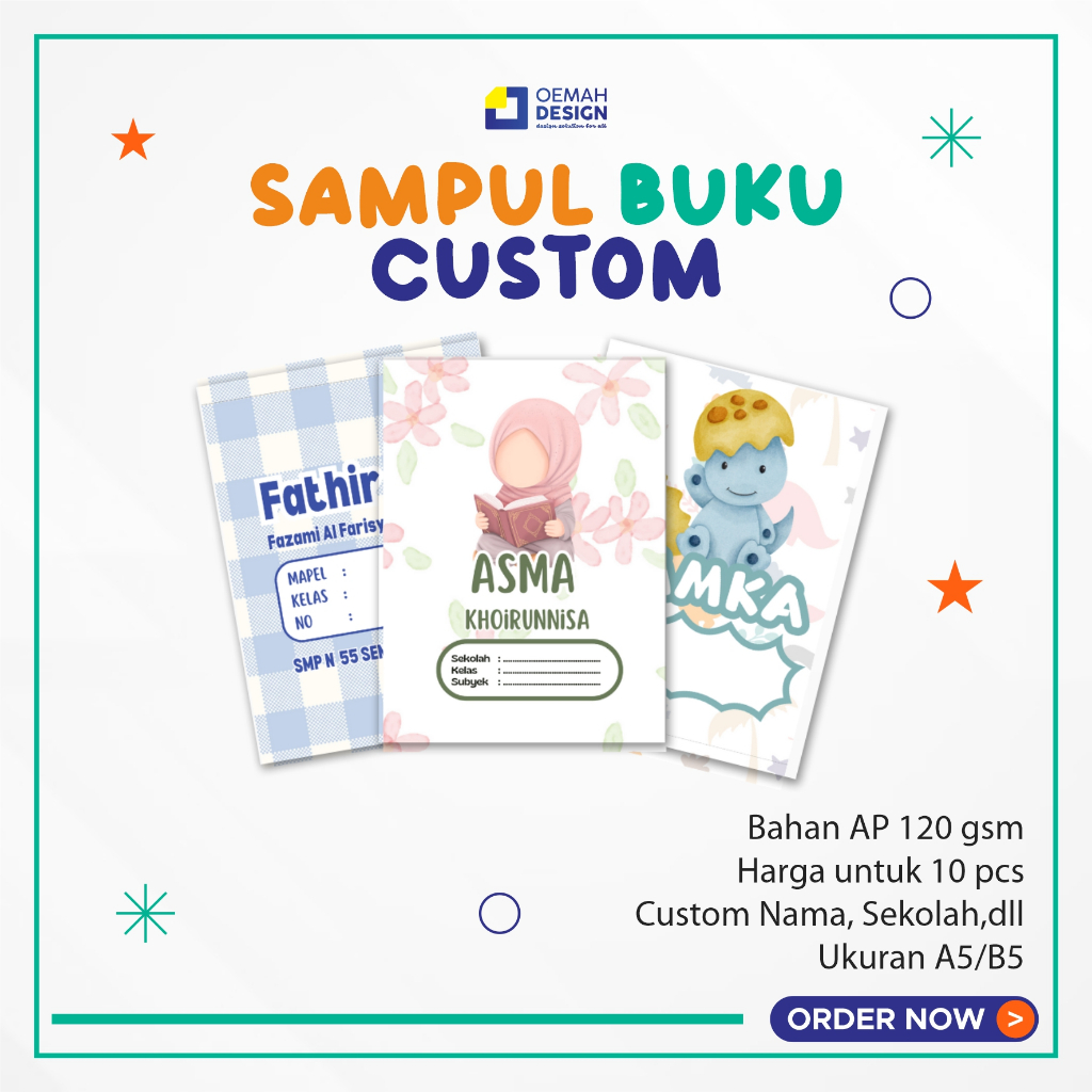 

Sampul Buku Custom Nama Isi 5 dan 10 pcs Ukuran A5 B5