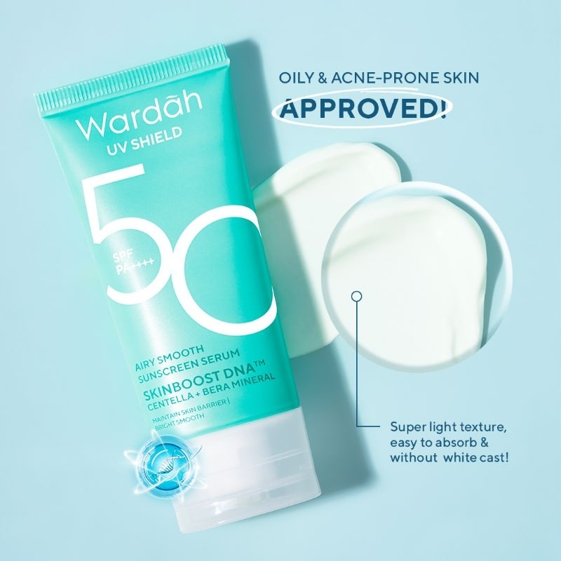 Wardah UV Shield Airy Smooth Sunscreen Serum SPF 50 - Sunblock Wajah Untuk Kulit Berminyak