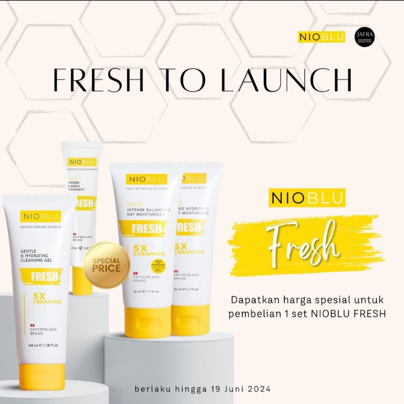 JAFRA NIOBLU FRESH Gentle & Hydrating Cleansing Gel Nio Intense Day & Night Moistutizer Blemish  Tre