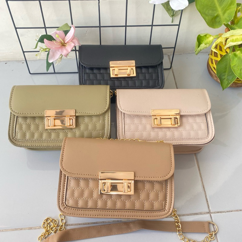 Grosir tas pesta amyshop - Tas Wanita FUJI Tas Slempang Aestetic Tali Rantai Mini Muat HP
